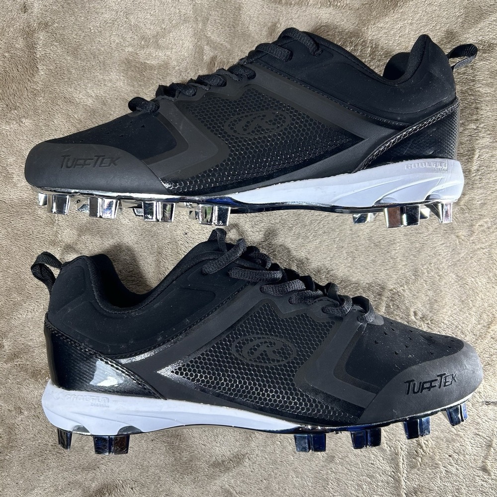 Rawlings Chrome Series Brazen Mens Size 8 Molded Baseball Cleats Black Silver
